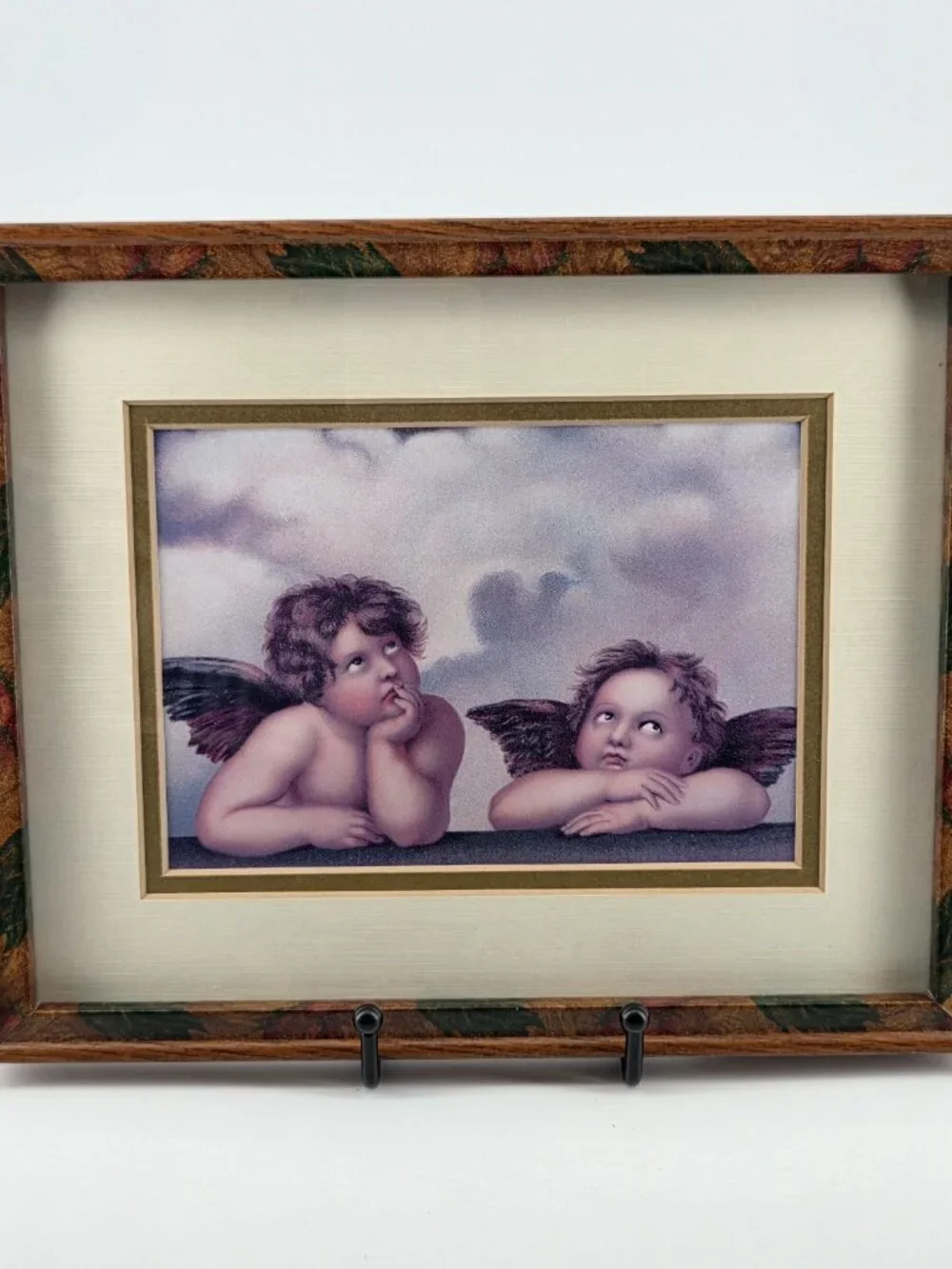 Framed Raphael Cherubs Renaissance Vintage Print Floral Wood Frame Art 👼✨